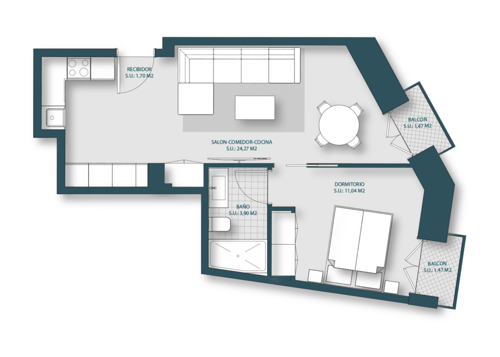 Edificio Séliva. Plano vivienda 1A