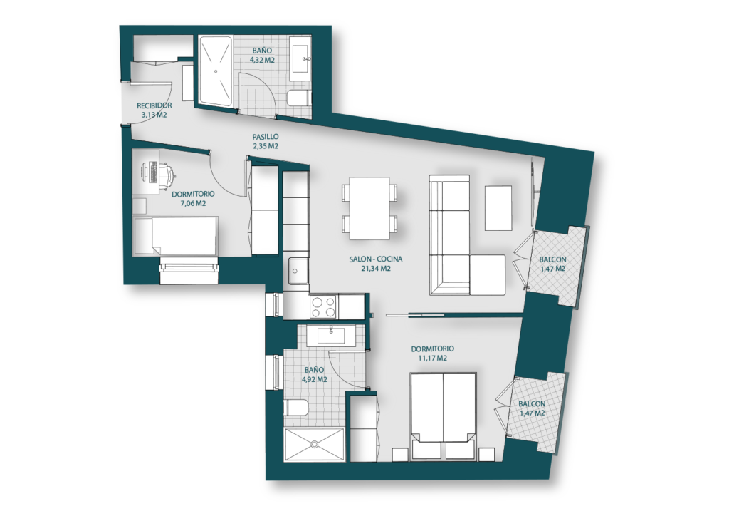Edificio Séliva. Plano vivienda 1B