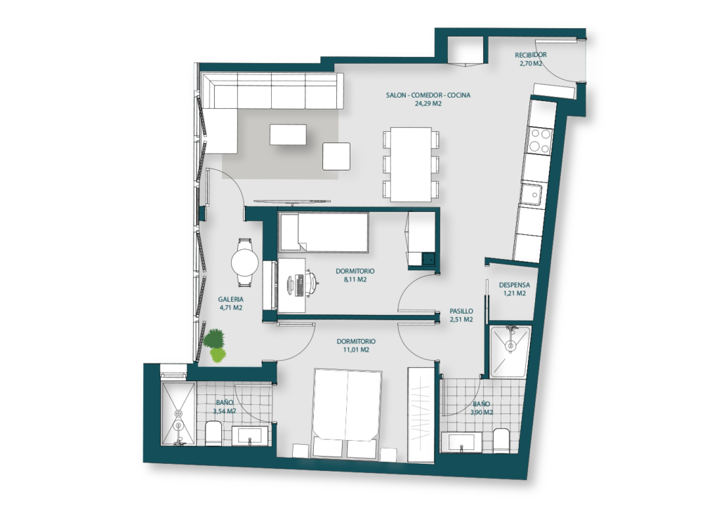 Edificio Séliva. Plano vivienda 1D