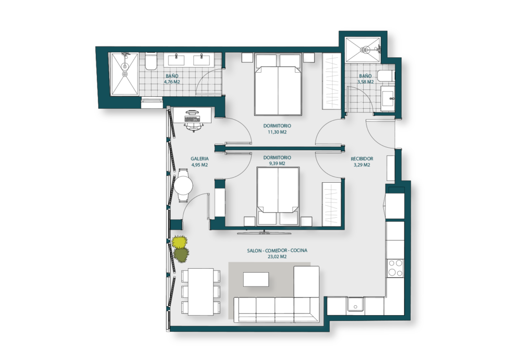 Edificio Séliva. Plano vivienda 1F