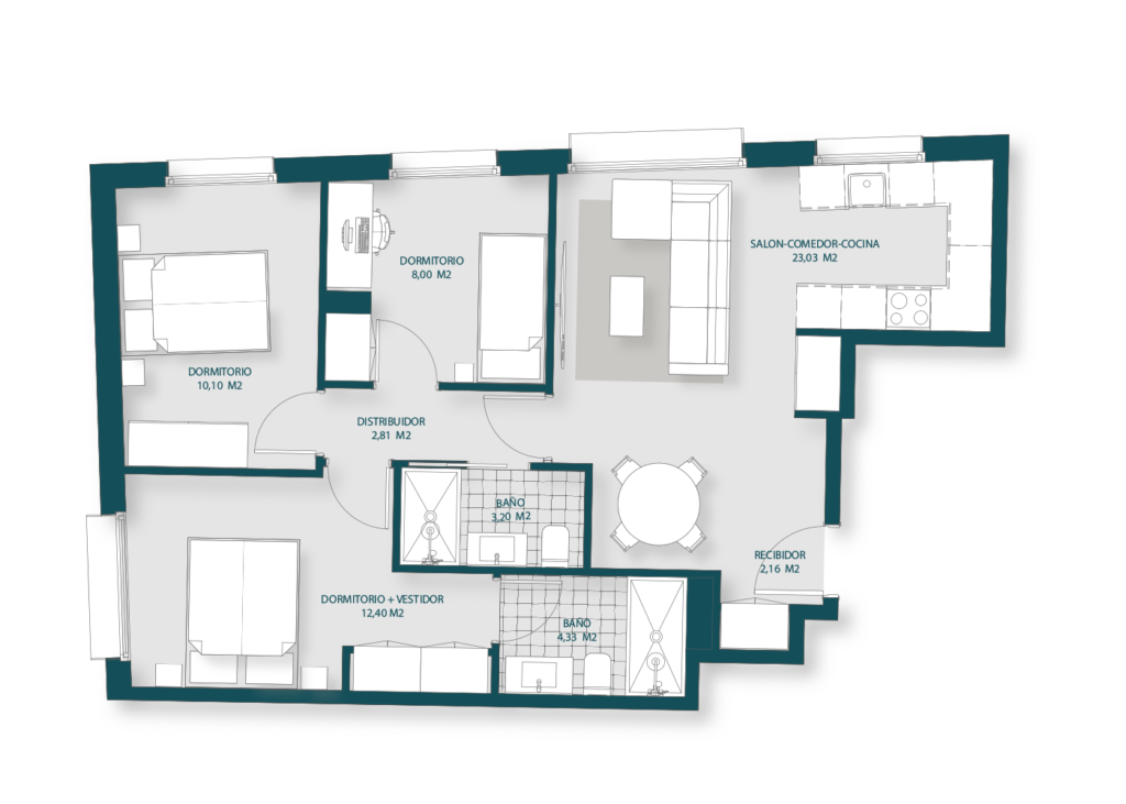 Edificio Séliva. Plano vivienda 1G