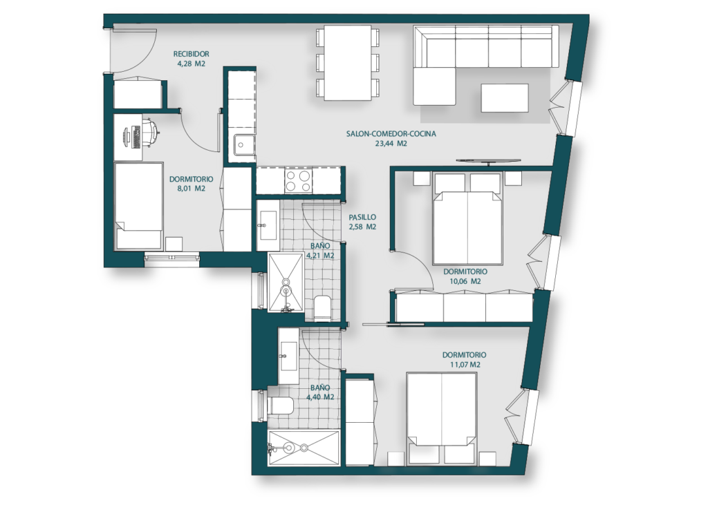 Edificio Séliva. Plano vivienda 2B