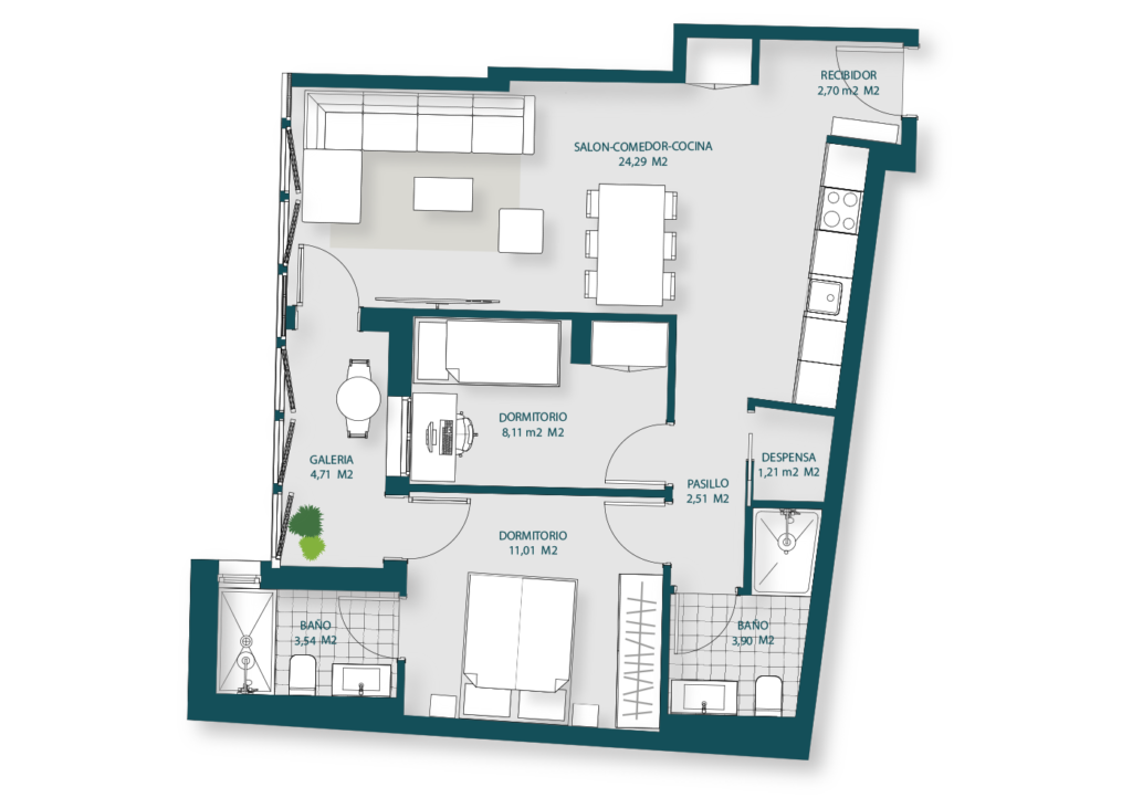 Edificio Séliva. Plano vivienda 2D