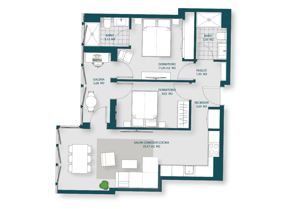 Edificio Séliva. Plano vivienda 2E