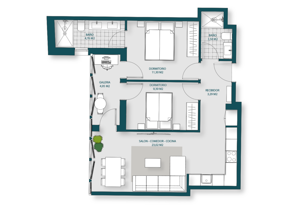 Edificio Séliva. Plano vivienda 2F